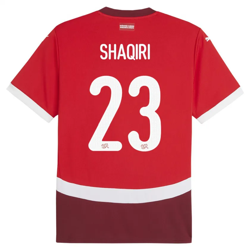 Danxen Uomo Maglia Svizzera Xherdan Shaqiri #23 Rosso Kit Gara Home 24-26 Maglietta