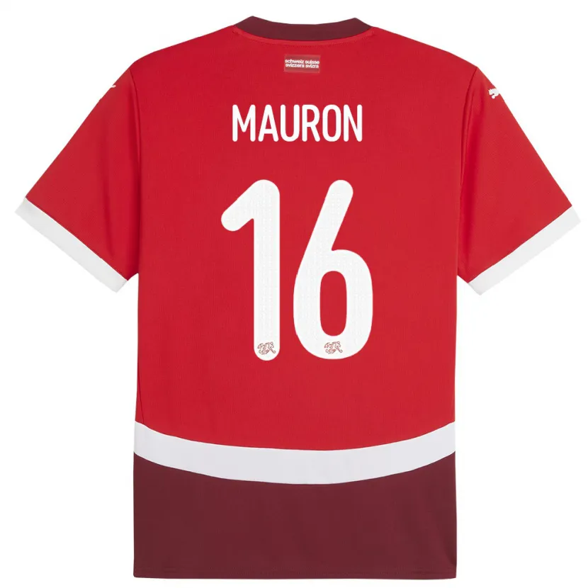 Danxen Uomo Maglia Svizzera Sandrine Mauron #16 Rosso Kit Gara Home 24-26 Maglietta