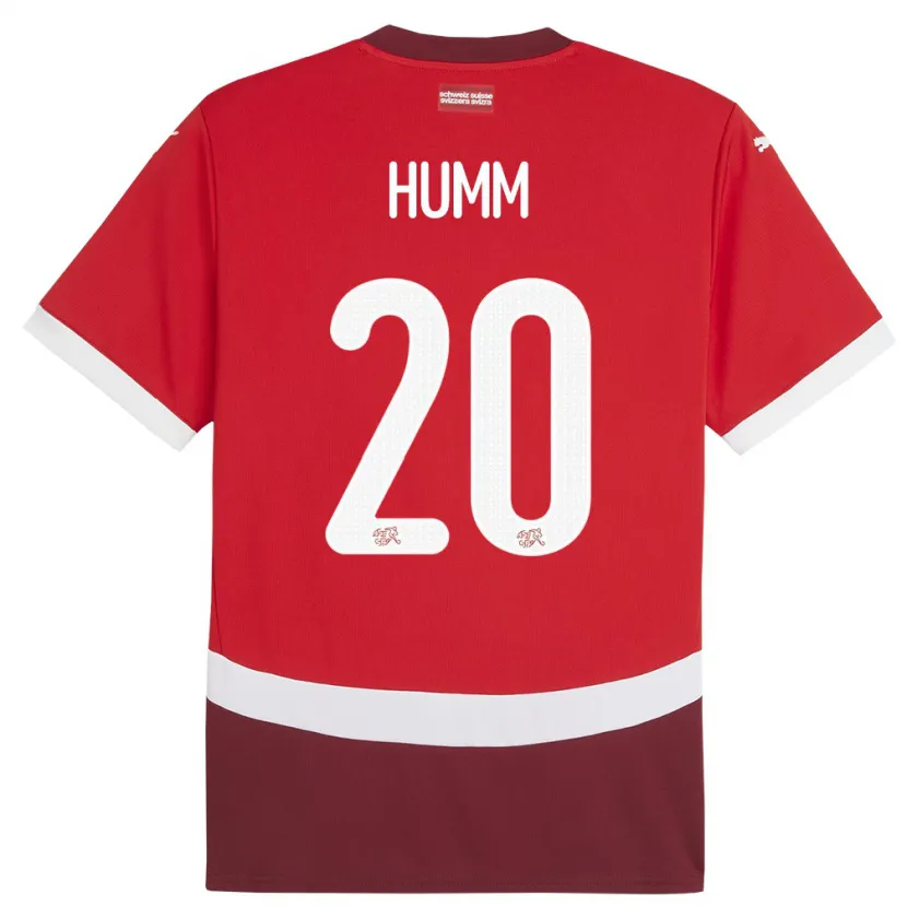 Danxen Uomo Maglia Svizzera Fabienne Humm #20 Rosso Kit Gara Home 24-26 Maglietta