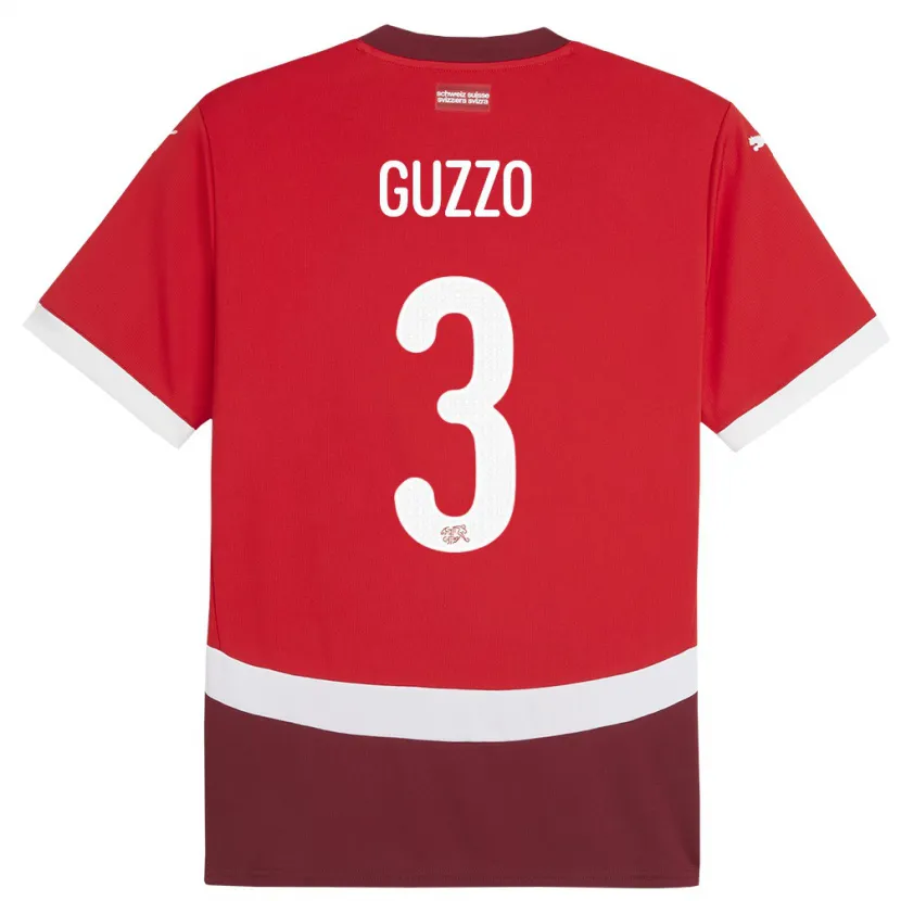 Danxen Uomo Maglia Svizzera Ramon Guzzo #3 Rosso Kit Gara Home 24-26 Maglietta