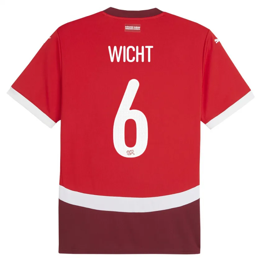 Danxen Uomo Maglia Svizzera Nathan Wicht #6 Rosso Kit Gara Home 24-26 Maglietta