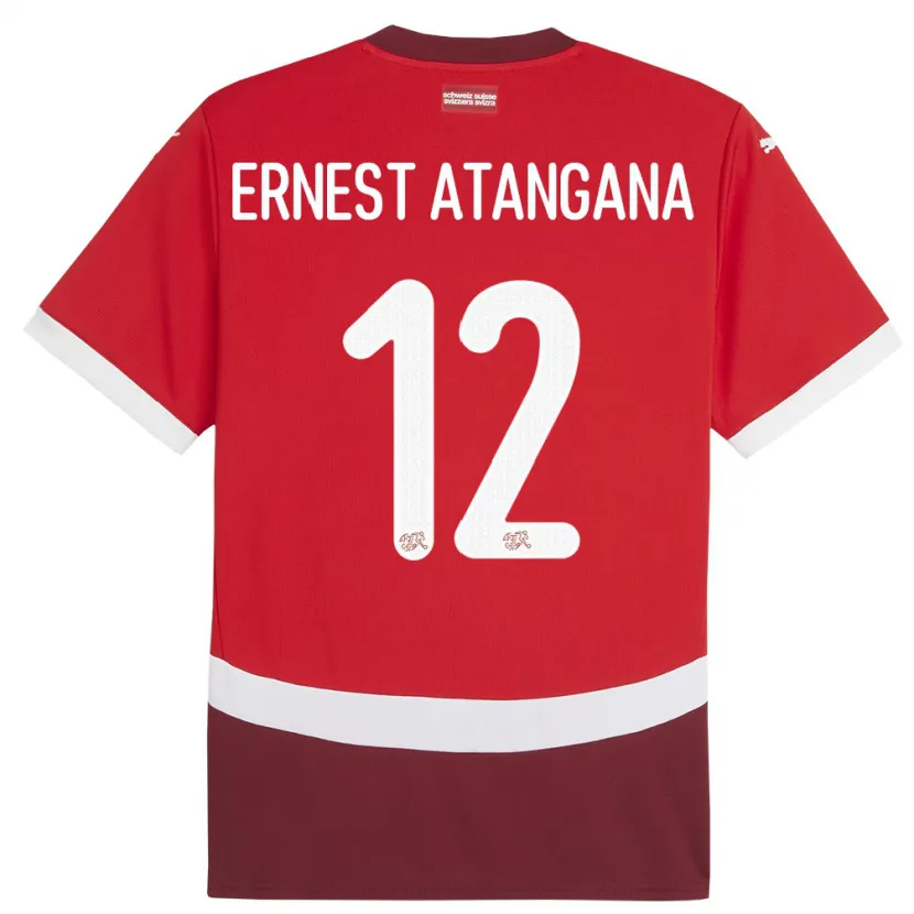 Danxen Uomo Maglia Svizzera Brian Ernest Atangana #12 Rosso Kit Gara Home 24-26 Maglietta