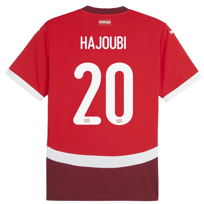 Danxen Uomo Maglia Svizzera Amin Hajoubi #20 Rosso Kit Gara Home 24-26 Maglietta
