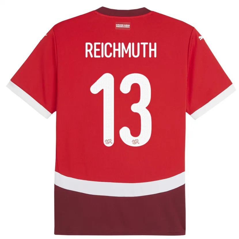 Danxen Uomo Maglia Svizzera Miguel Reichmuth #13 Rosso Kit Gara Home 24-26 Maglietta
