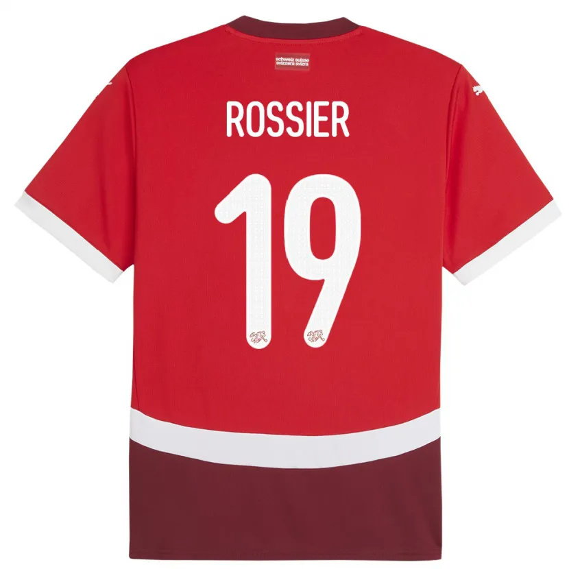 Danxen Uomo Maglia Svizzera Evan Rossier #19 Rosso Kit Gara Home 24-26 Maglietta