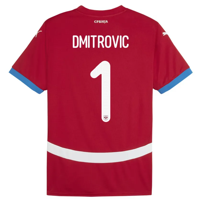 Danxen Uomo Maglia Serbia Marko Dmitrovic #1 Rosso Kit Gara Home 24-26 Maglietta
