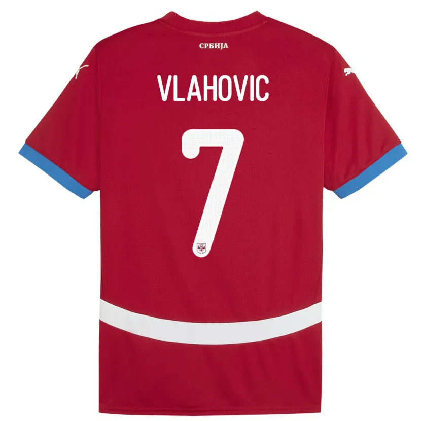 Danxen Uomo Maglia Serbia Dusan Vlahovic #7 Rosso Kit Gara Home 24-26 Maglietta