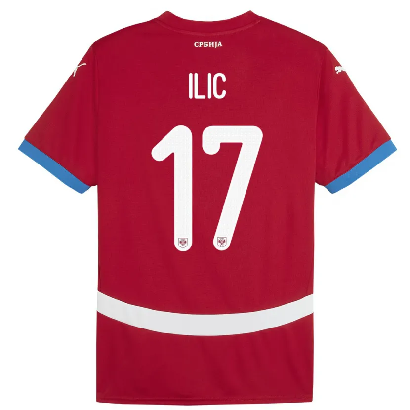Danxen Uomo Maglia Serbia Ivan Ilic #17 Rosso Kit Gara Home 24-26 Maglietta