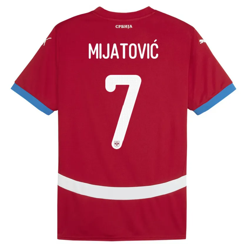 Danxen Uomo Maglia Serbia Milica Mijatovic #7 Rosso Kit Gara Home 24-26 Maglietta