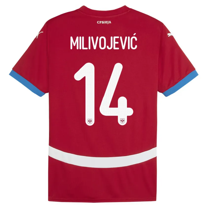 Danxen Uomo Maglia Serbia Vesna Milivojevic #14 Rosso Kit Gara Home 24-26 Maglietta