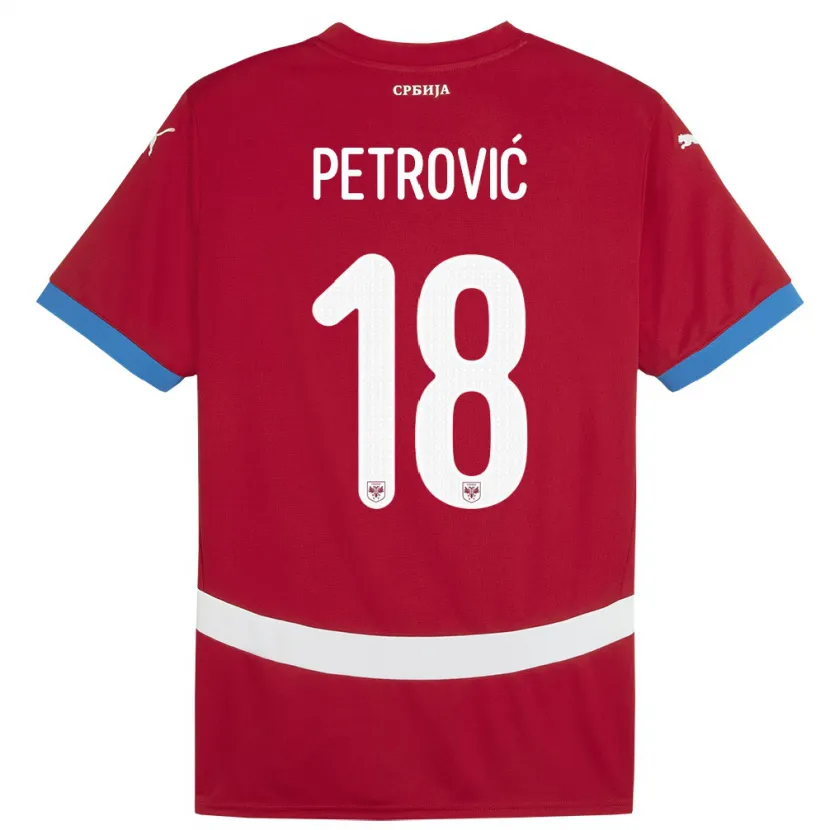 Danxen Uomo Maglia Serbia Emilija Petrovic #18 Rosso Kit Gara Home 24-26 Maglietta