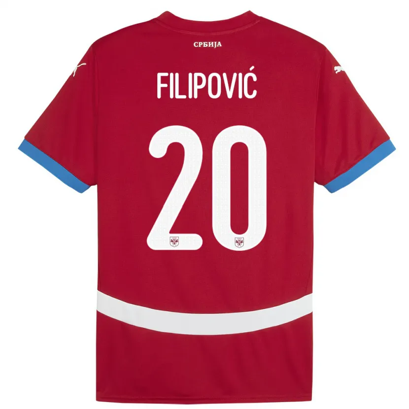 Danxen Uomo Maglia Serbia Tijana Filipovic #20 Rosso Kit Gara Home 24-26 Maglietta