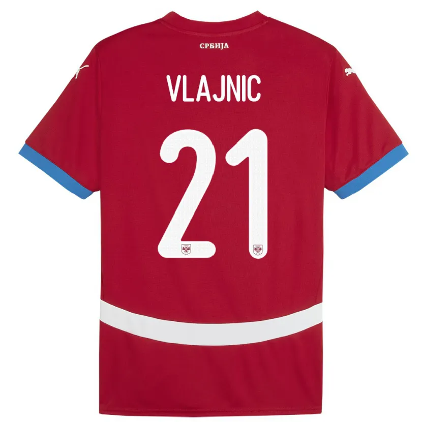 Danxen Uomo Maglia Serbia Tyla Jay Vlajnic #21 Rosso Kit Gara Home 24-26 Maglietta