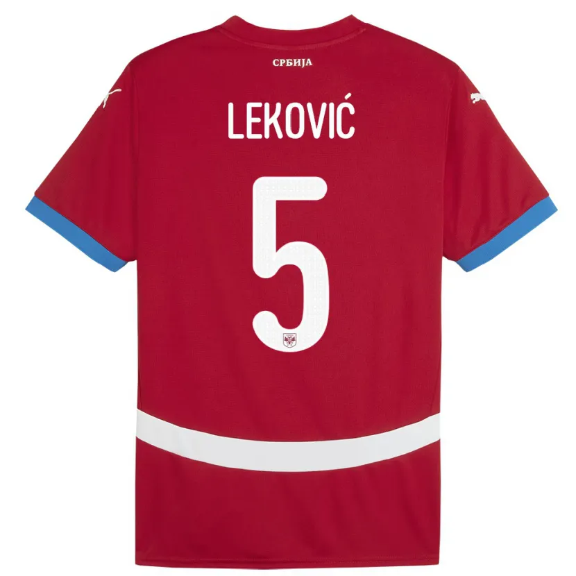 Danxen Uomo Maglia Serbia Stefan Lekovic #5 Rosso Kit Gara Home 24-26 Maglietta