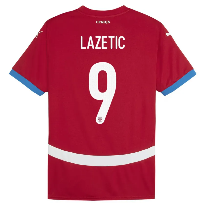 Danxen Uomo Maglia Serbia Marko Lazetic #9 Rosso Kit Gara Home 24-26 Maglietta