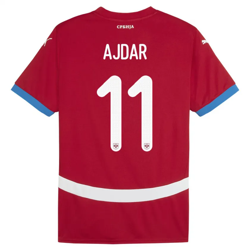 Danxen Uomo Maglia Serbia Ognjen Ajdar #11 Rosso Kit Gara Home 24-26 Maglietta