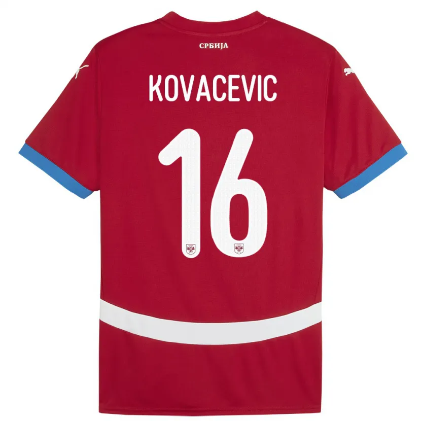Danxen Uomo Maglia Serbia Bojan Kovacevic #16 Rosso Kit Gara Home 24-26 Maglietta