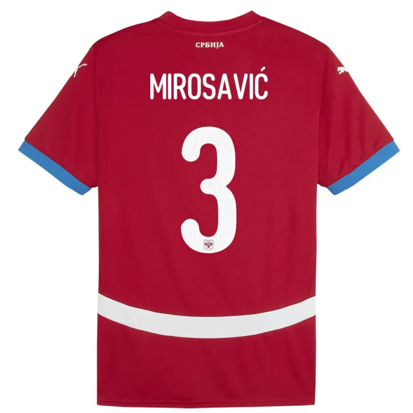Danxen Uomo Maglia Serbia Veljko Mirosavic #3 Rosso Kit Gara Home 24-26 Maglietta