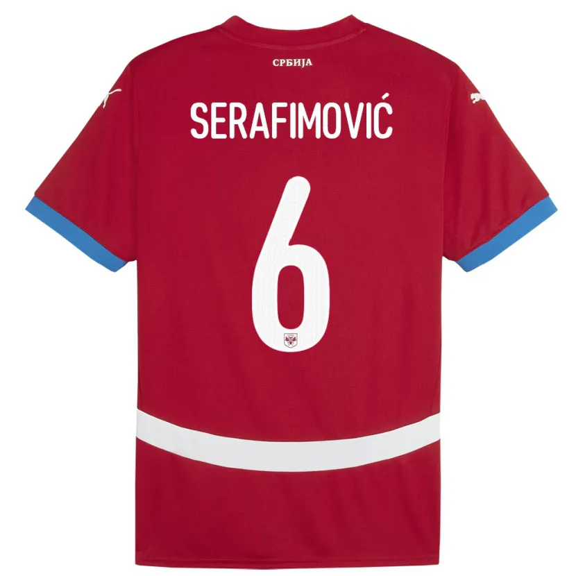 Danxen Uomo Maglia Serbia Vojin Serafimovic #6 Rosso Kit Gara Home 24-26 Maglietta