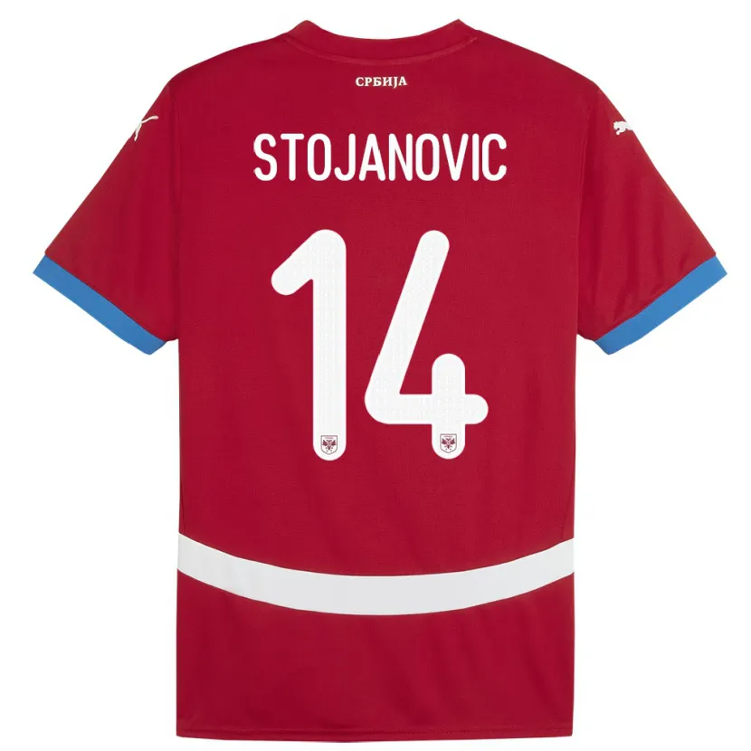 Danxen Uomo Maglia Serbia Matija Stojanovic #14 Rosso Kit Gara Home 24-26 Maglietta