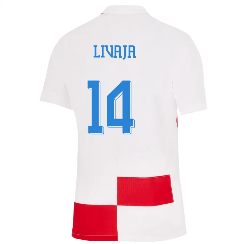Danxen Uomo Maglia Croazia Marko Livaja #14 Bianco Rosso Kit Gara Home 24-26 Maglietta