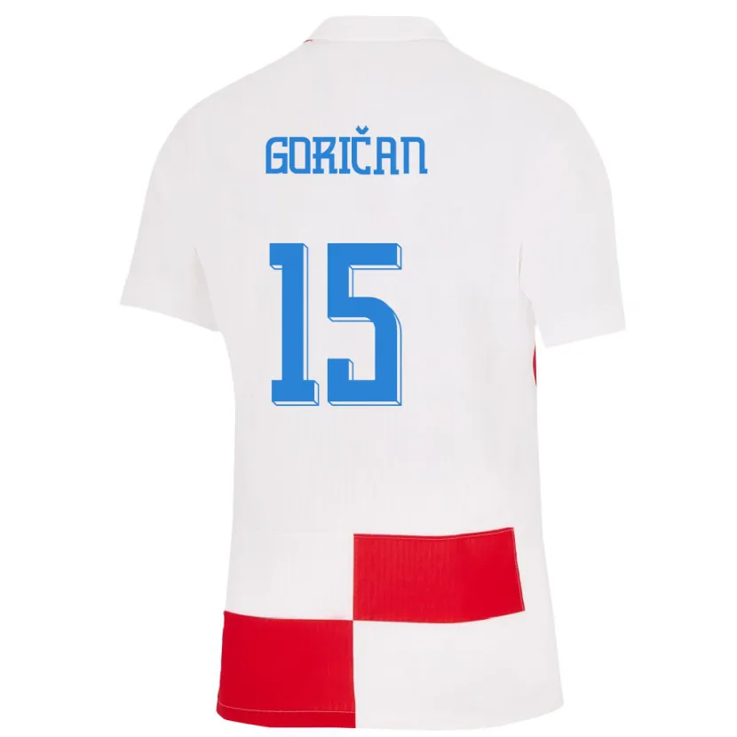 Danxen Uomo Maglia Croazia Silvio Gorican #15 Bianco Rosso Kit Gara Home 24-26 Maglietta