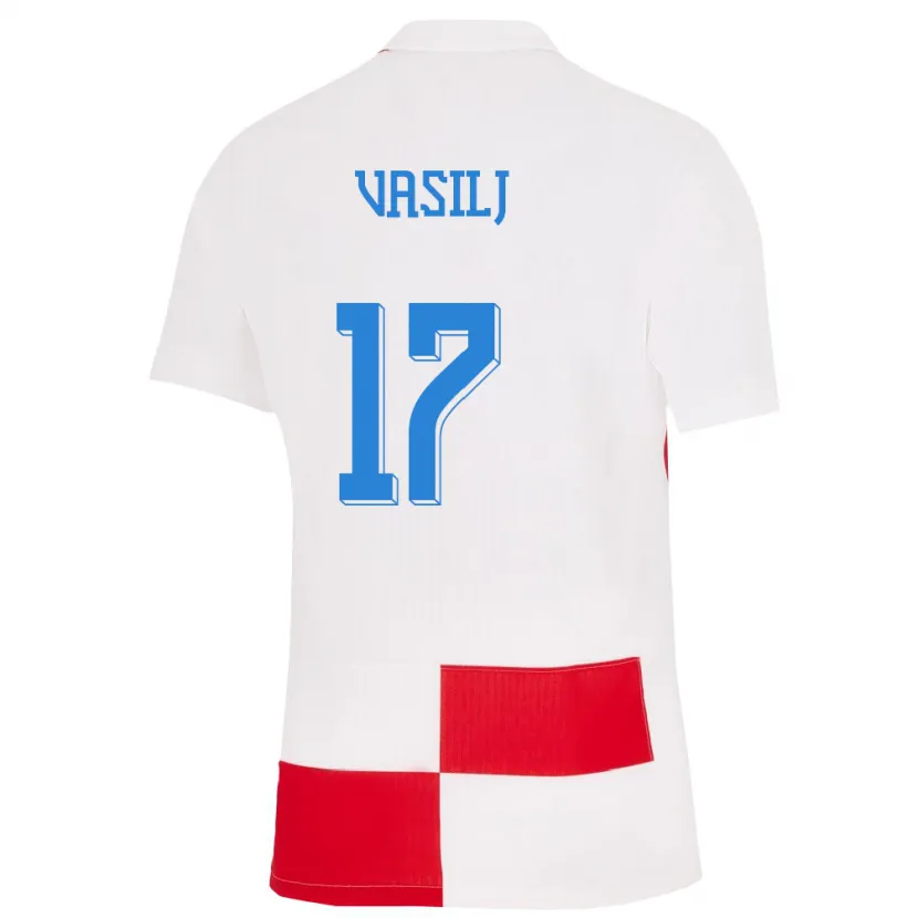 Danxen Uomo Maglia Croazia Jakov Anton Vasilj #17 Bianco Rosso Kit Gara Home 24-26 Maglietta