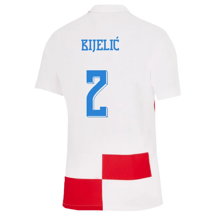 Danxen Uomo Maglia Croazia Dario Bijelic #2 Bianco Rosso Kit Gara Home 24-26 Maglietta