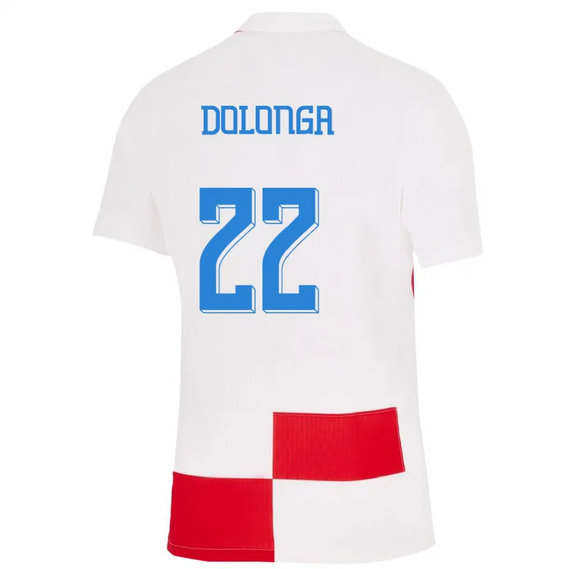 Danxen Uomo Maglia Croazia Niko Dolonga #22 Bianco Rosso Kit Gara Home 24-26 Maglietta