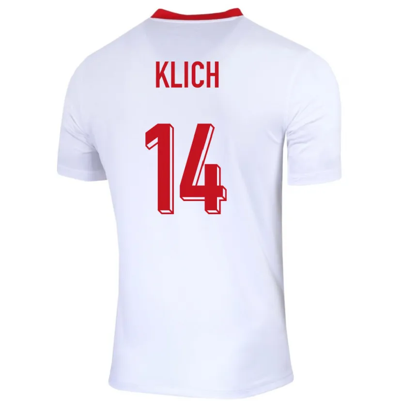Danxen Uomo Maglia Polonia Mateusz Klich #14 Bianco Kit Gara Home 24-26 Maglietta