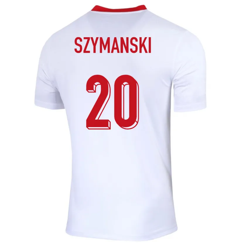 Danxen Uomo Maglia Polonia Sebastian Szymanski #20 Bianco Kit Gara Home 24-26 Maglietta