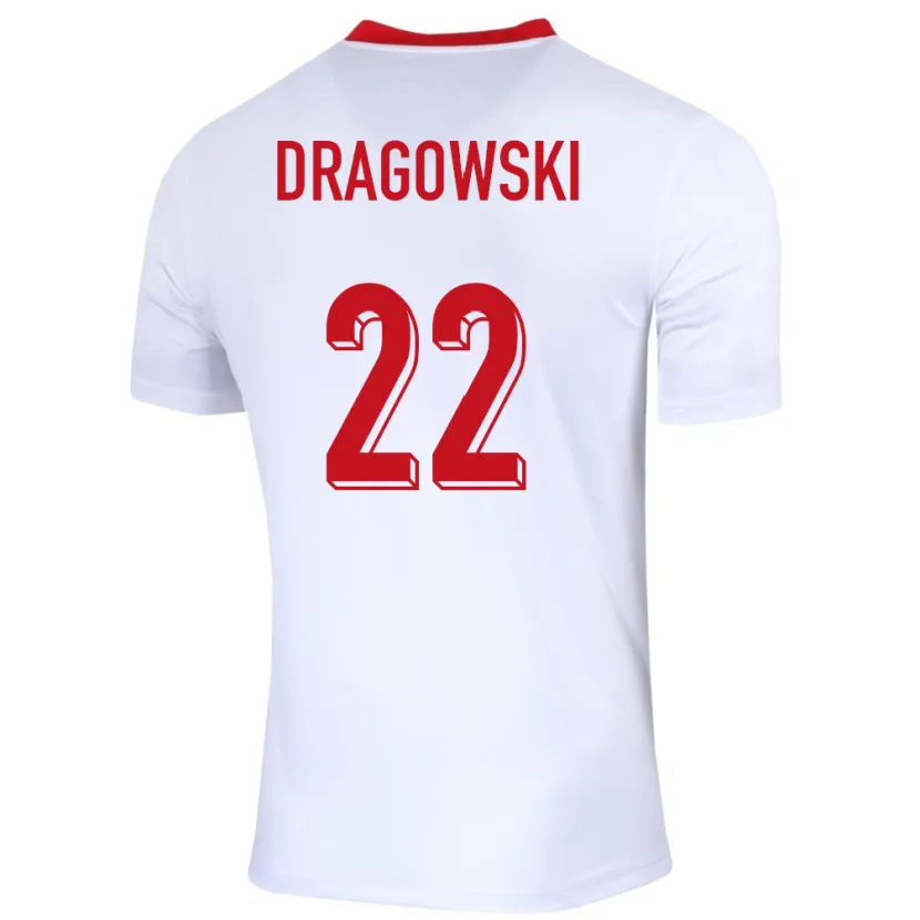 Danxen Uomo Maglia Polonia Bartlomiej Dragowski #22 Bianco Kit Gara Home 24-26 Maglietta