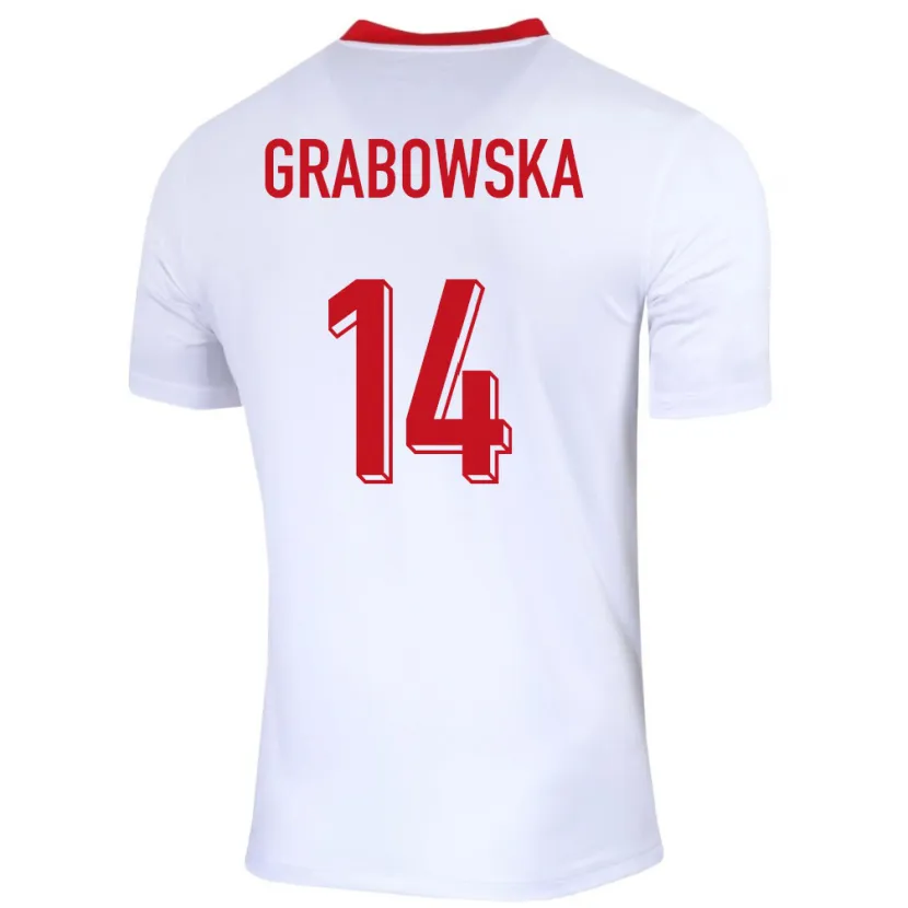 Danxen Uomo Maglia Polonia Dominika Grabowska #14 Bianco Kit Gara Home 24-26 Maglietta