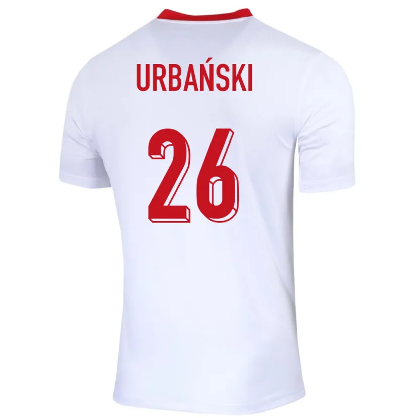 Danxen Uomo Maglia Polonia Kacper Urbanski #26 Bianco Kit Gara Home 24-26 Maglietta