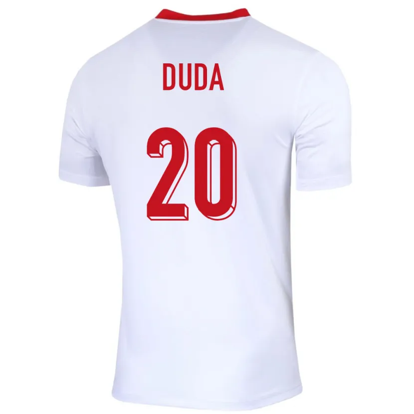 Danxen Uomo Maglia Polonia Kacper Duda #20 Bianco Kit Gara Home 24-26 Maglietta