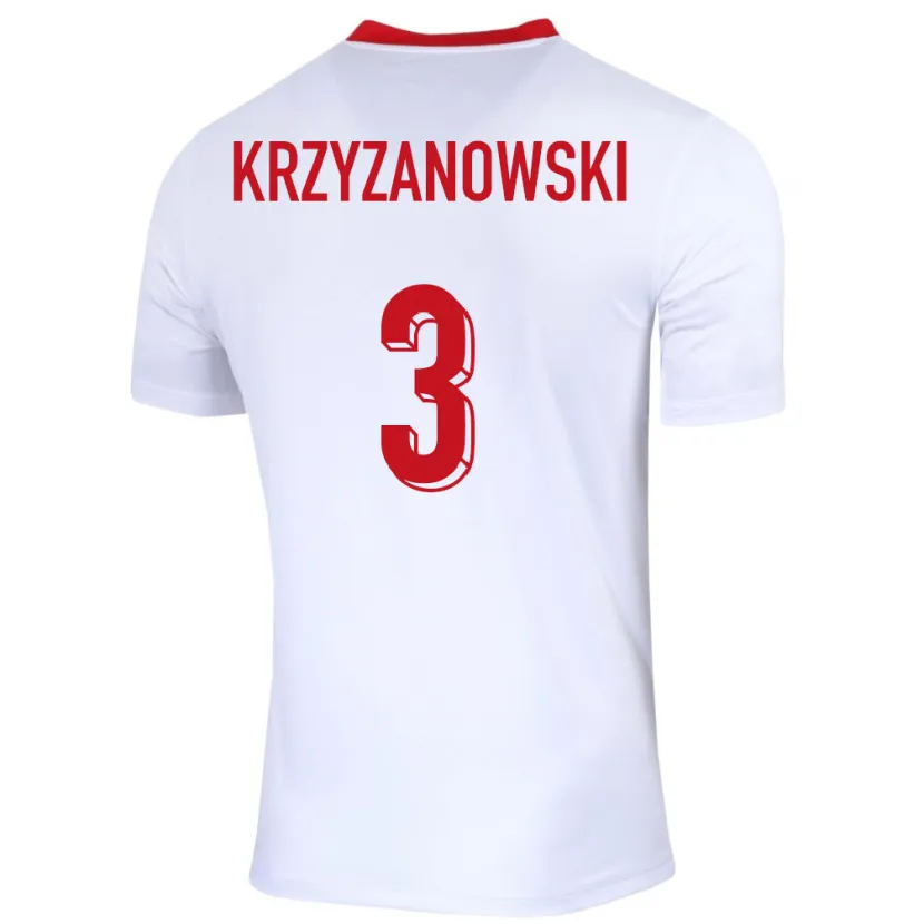 Danxen Uomo Maglia Polonia Jakub Krzyzanowski #3 Bianco Kit Gara Home 24-26 Maglietta