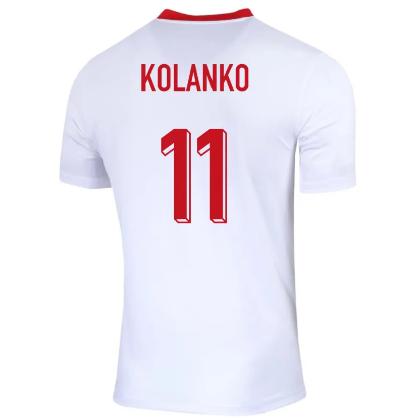Danxen Uomo Maglia Polonia Krzysztof Kolanko #11 Bianco Kit Gara Home 24-26 Maglietta