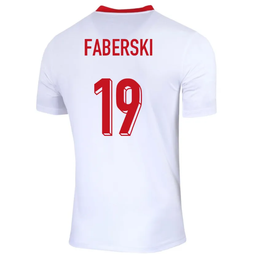 Danxen Uomo Maglia Polonia Jan Faberski #19 Bianco Kit Gara Home 24-26 Maglietta