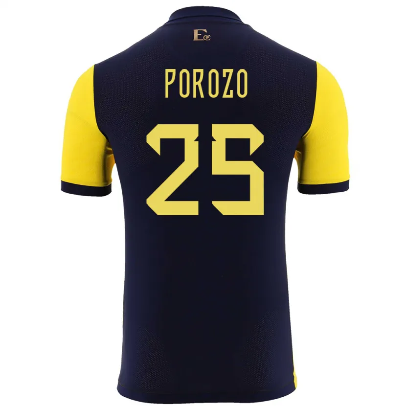 Danxen Uomo Maglia Ecuador Jackson Porozo #25 Giallo Kit Gara Home 24-26 Maglietta