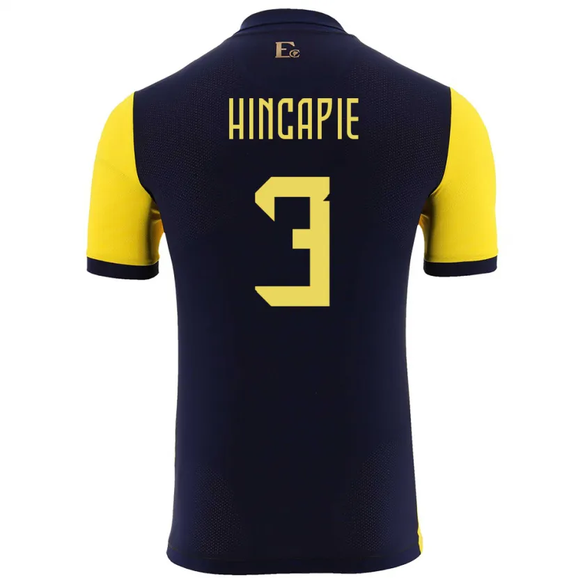 Danxen Uomo Maglia Ecuador Piero Hincapie #3 Giallo Kit Gara Home 24-26 Maglietta