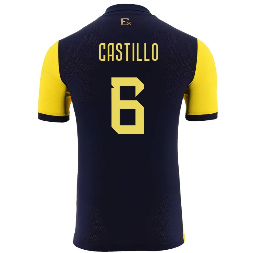 Danxen Uomo Maglia Ecuador Byron Castillo #6 Giallo Kit Gara Home 24-26 Maglietta