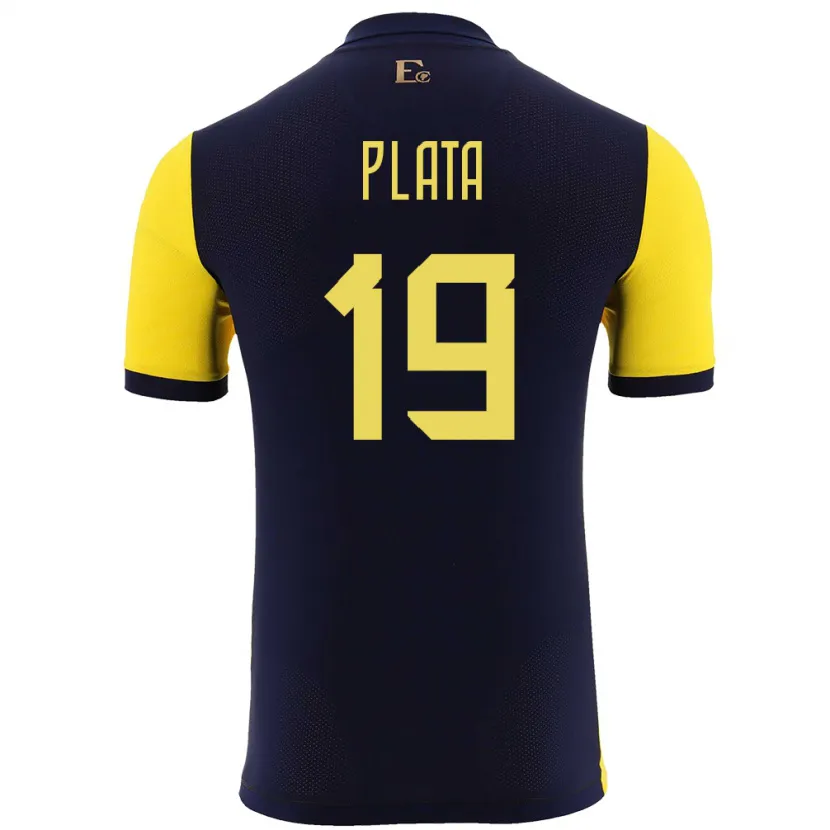 Danxen Uomo Maglia Ecuador Gonzalo Plata #19 Giallo Kit Gara Home 24-26 Maglietta