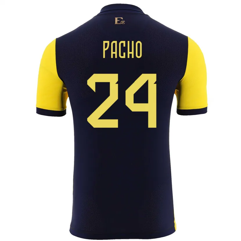 Danxen Uomo Maglia Ecuador William Pacho #24 Giallo Kit Gara Home 24-26 Maglietta