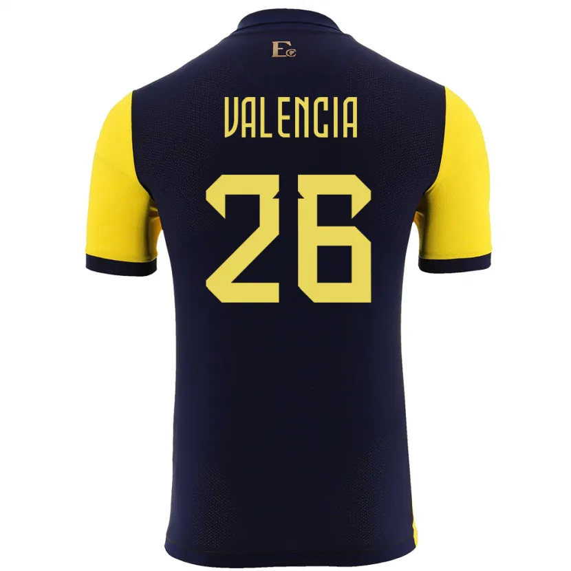 Danxen Uomo Maglia Ecuador Anthony Valencia #26 Giallo Kit Gara Home 24-26 Maglietta