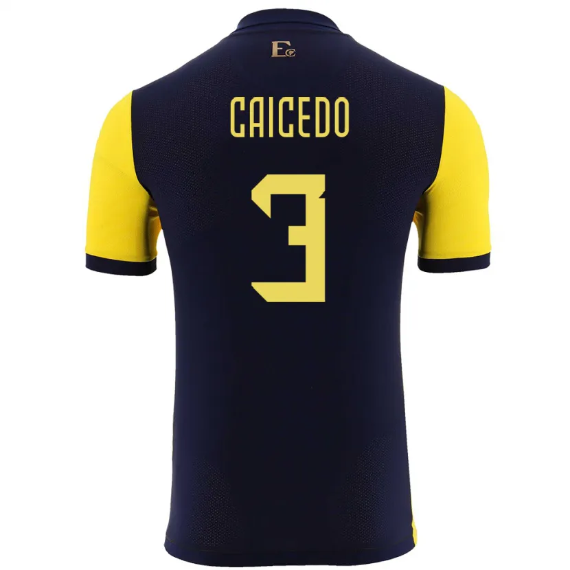 Danxen Uomo Maglia Ecuador Jessy Caicedo #3 Giallo Kit Gara Home 24-26 Maglietta