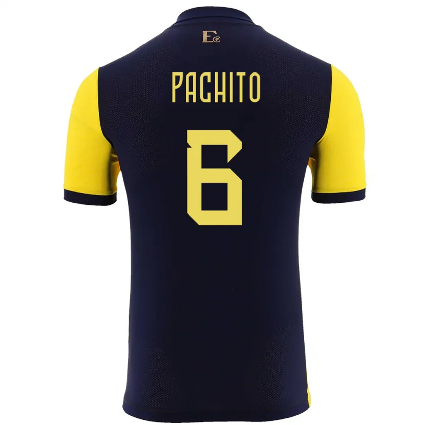 Danxen Uomo Maglia Ecuador Angelica Pachito #6 Giallo Kit Gara Home 24-26 Maglietta
