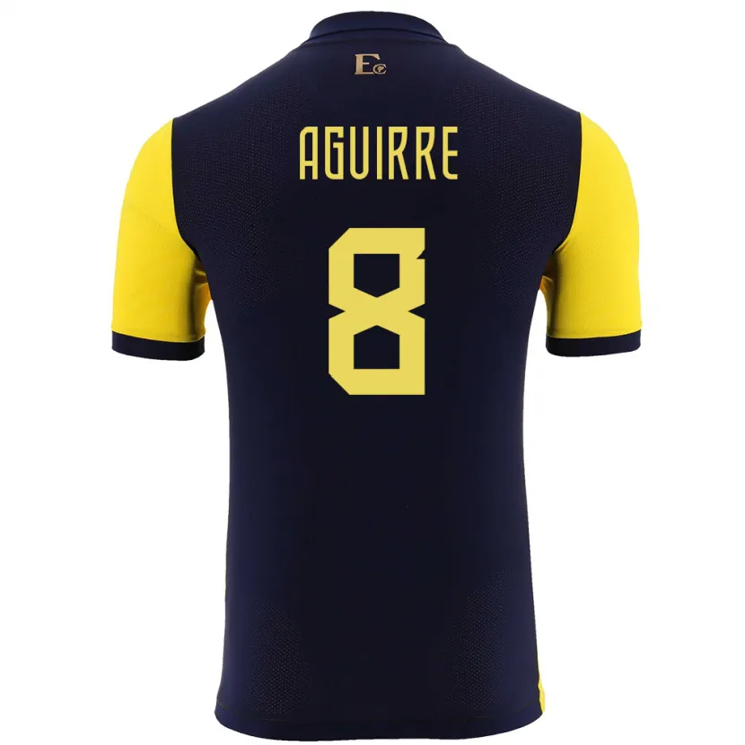 Danxen Uomo Maglia Ecuador Marthina Aguirre #8 Giallo Kit Gara Home 24-26 Maglietta