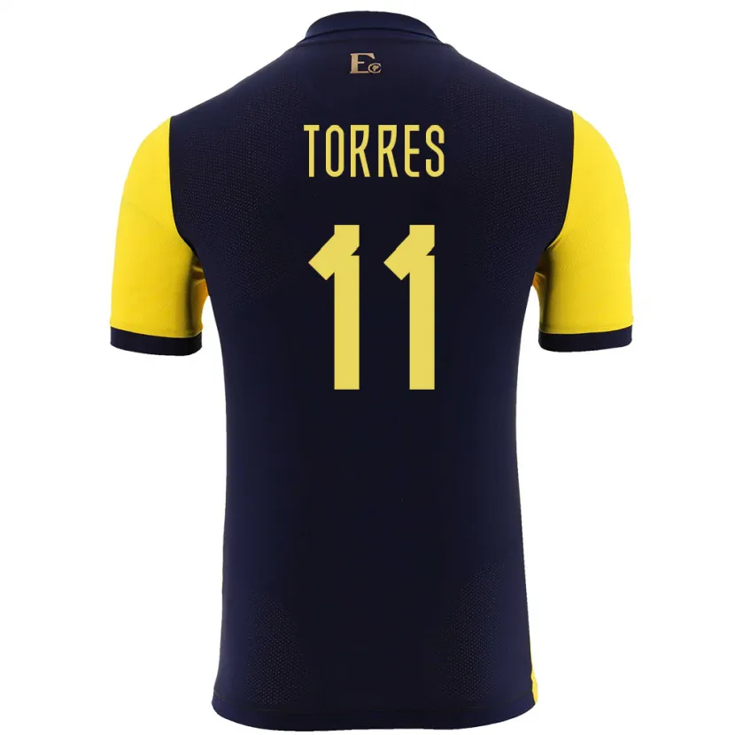 Danxen Uomo Maglia Ecuador Ambar Torres #11 Giallo Kit Gara Home 24-26 Maglietta