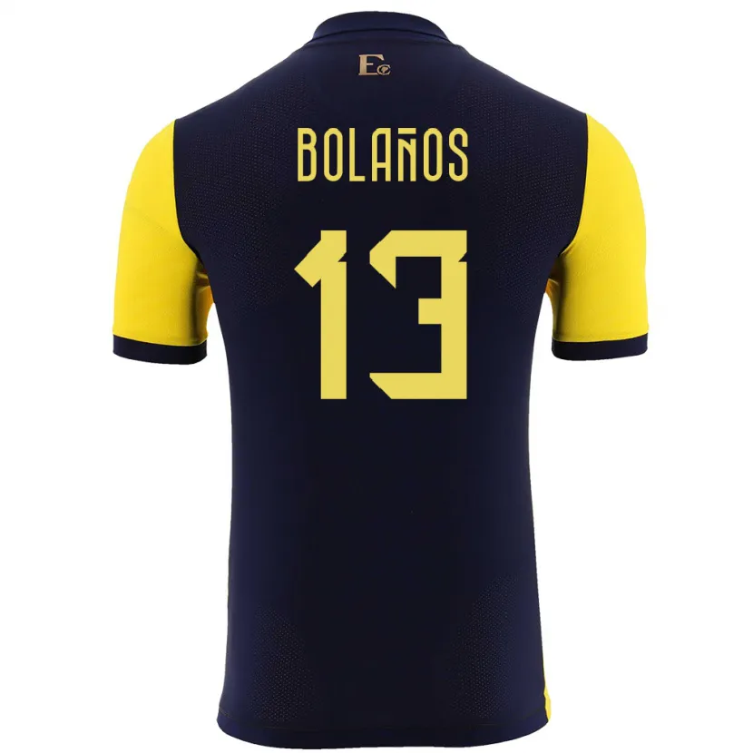 Danxen Uomo Maglia Ecuador Nayely Bolanos #13 Giallo Kit Gara Home 24-26 Maglietta