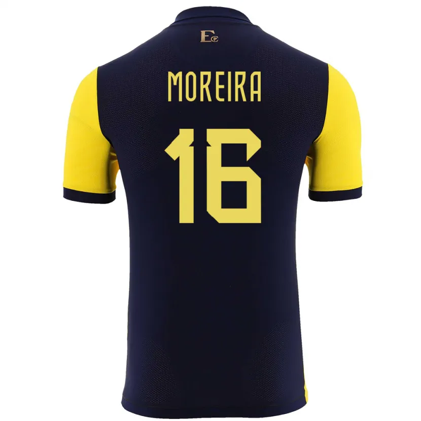 Danxen Uomo Maglia Ecuador Ligia Moreira #16 Giallo Kit Gara Home 24-26 Maglietta